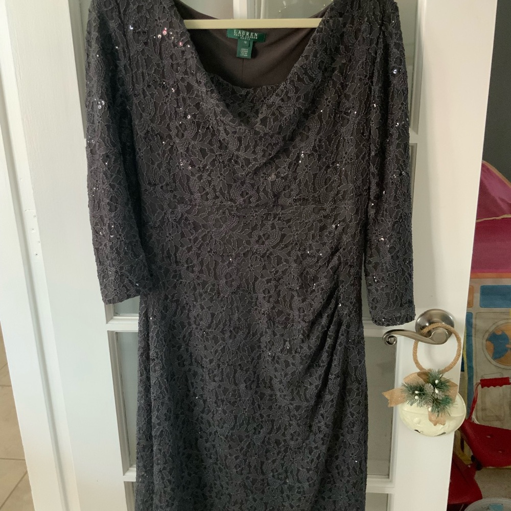 Adrianna Papell Women's Grey Lace Dress